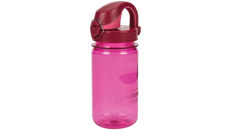 Nalgene On-The-Fly Kids Bottle w/Graphic, 12 oz, Pink with Beet Red Cap, 12oz, 1263-0029