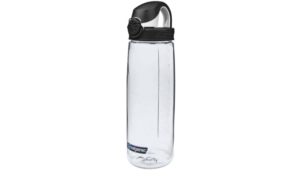 Nalgene On-The-Fly Lock-Top Sustain Bottle, 24 oz, Clear with Black Cap, 24oz, 5565-3324