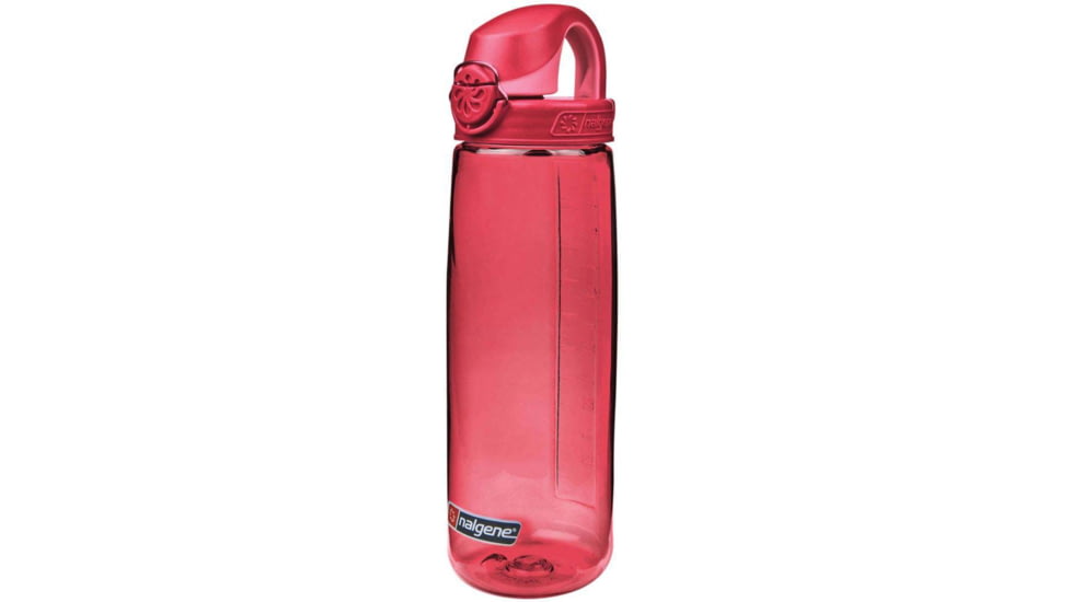 Nalgene On-The-Fly Lock-Top Sustain Bottle, 24 oz, Pink with Beet Red Cap, 24oz, 5565-3524