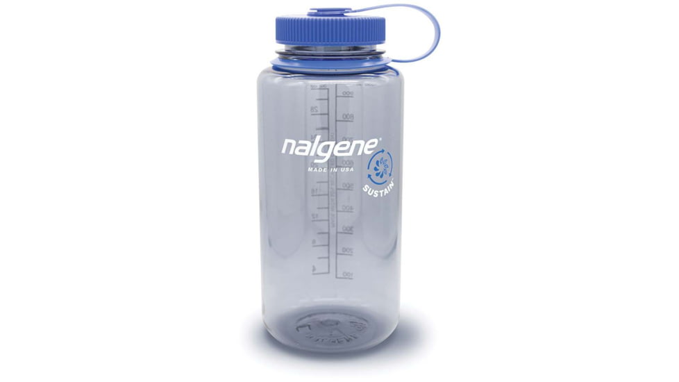 Nalgene Wide Mouth Bottle Sleeve, 32 oz, Gray with Blue Lid, 32oz, 2020-1532