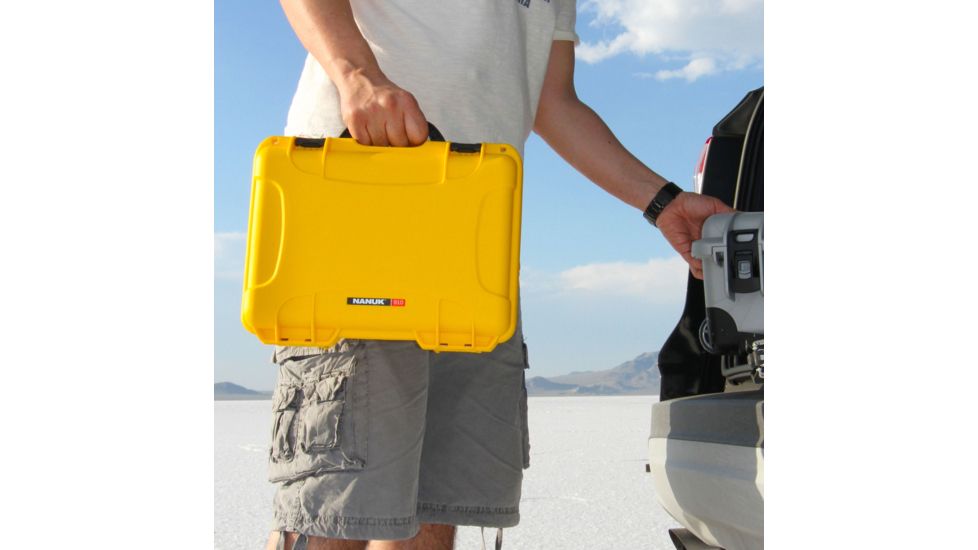 Nanuk 910 Protective Hard Case, 14.3in, Waterproof, w/ Foam, Yellow, 910S-010YL-0A0