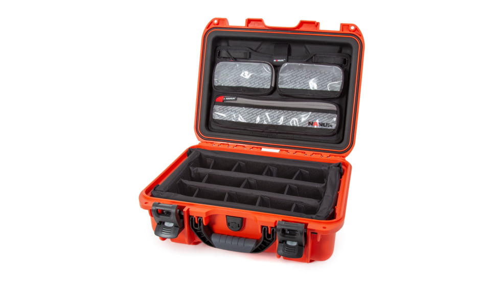Nanuk 920 Pro Photo Camera Case Kit w/Lid Organizer / Padded Divider, Orange, Medium, 920S-060OR-0A0
