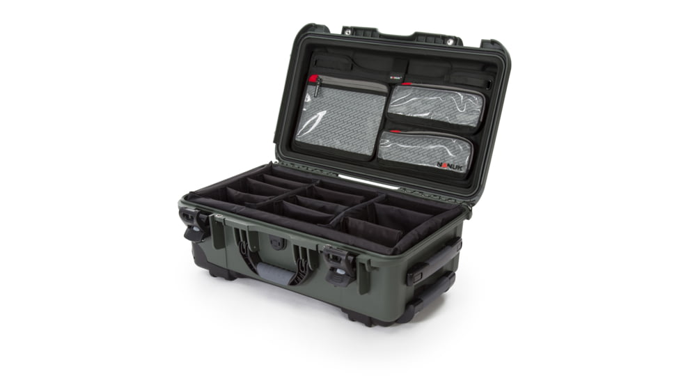 Nanuk 935 Pro Photo Camera Case Kit w/Lid Organizer / Padded Divider, Olive, Large, 935S-060OL-0A0