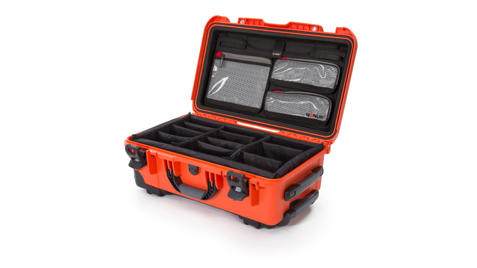 Nanuk 935 Pro Photo Camera Case Kit w/Lid Organizer / Padded Divider, Orange, Large, 935S-060OR-0A0