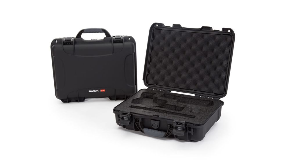 Nanuk 910 2Up Classic Hard Gun Case, 14.3in, Black, Medium, 910S-080BK-0K0-18008