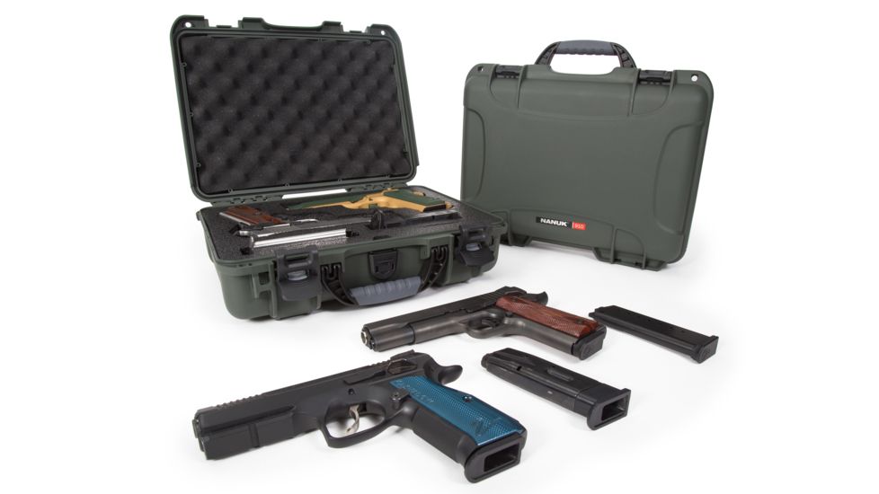 Nanuk 910 2Up Classic Hard Gun Case, 14.3in, Olive, Medium, 910S-080OL-0K0-18008