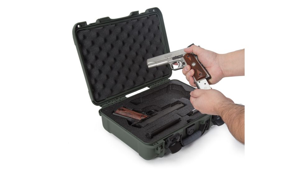 Nanuk 910 2Up Classic Hard Gun Case, 14.3in, Olive, Medium, 910S-080OL-0K0-18008