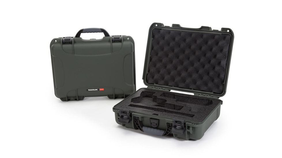 Nanuk 910 2Up Classic Hard Gun Case, 14.3in, Olive, Medium, 910S-080OL-0K0-18008