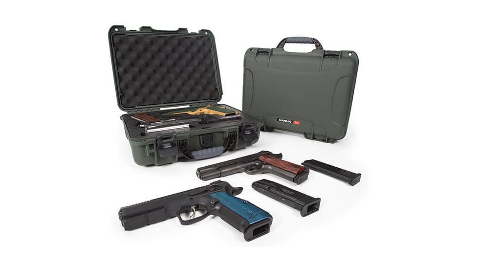 Nanuk 910 2Up Classic Hard Gun Case, 14.3in, Olive, Medium, 910S-080OL-0K0-18008