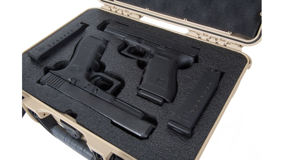 Nanuk Hard Gun Case W/Foam Insert For Glock 2Up, 14.3in, Tan, Medium, 910S-080TN-0J0-18002