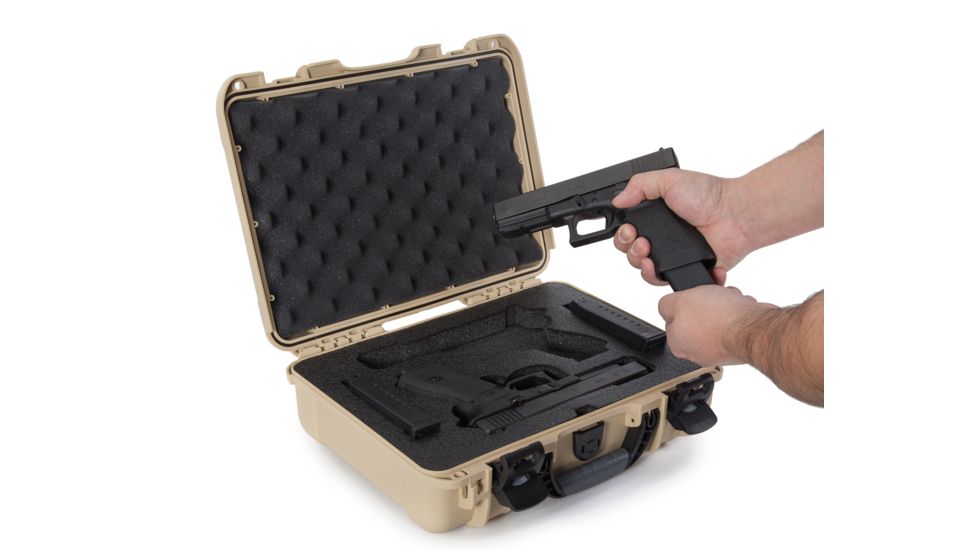 Nanuk Hard Gun Case W/Foam Insert For Glock 2Up, 14.3in, Tan, Medium, 910S-080TN-0J0-18002