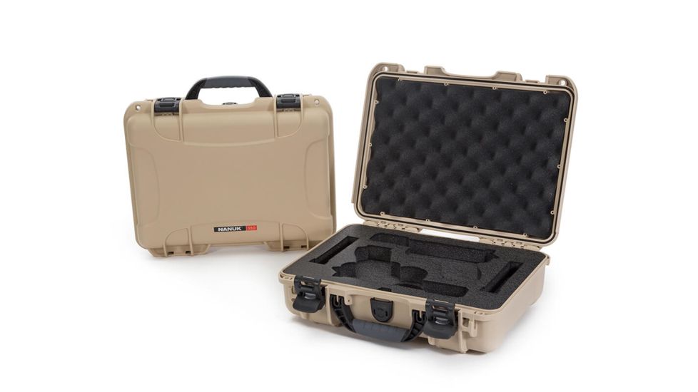 Nanuk Hard Gun Case W/Foam Insert For Glock 2Up, 14.3in, Tan, Medium, 910S-080TN-0J0-18002
