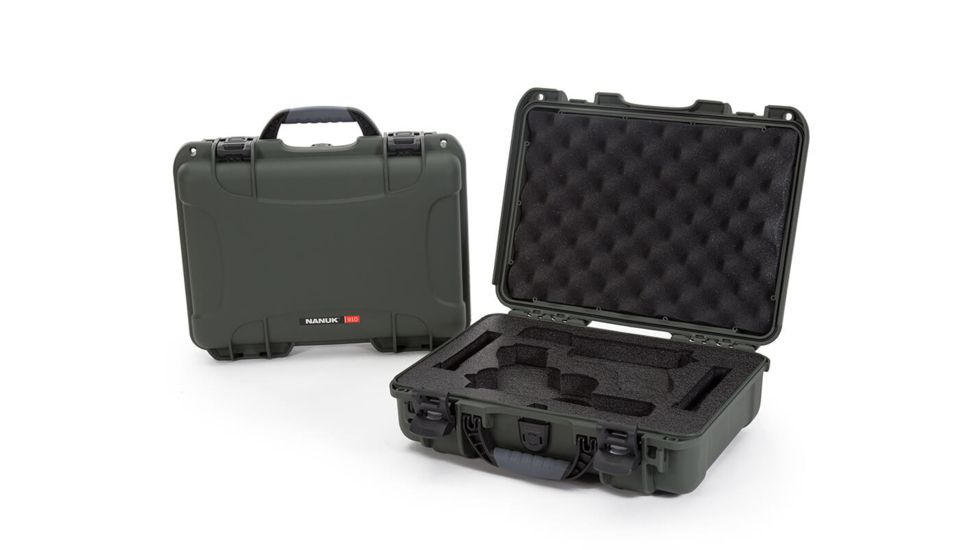 Nanuk Hard Gun Case W/Foam Insert For Glock 2Up, 14.3in, Olive, Medium, 910S-080OL-0J0-18002