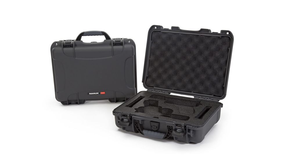 Nanuk Hard Gun Case W/Foam Insert For Glock 2Up, 14.3in, Graphite, Medium, 910S-080GP-0J0-18002