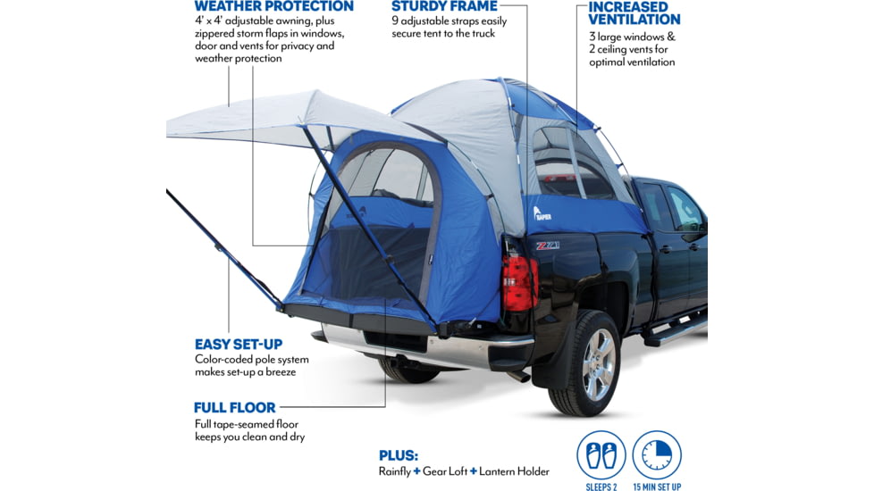 Napier Sportz Truck Tent, 57 Series, Compact Regular Bed 6-6.1 ft, Blue/Gray, 57044
