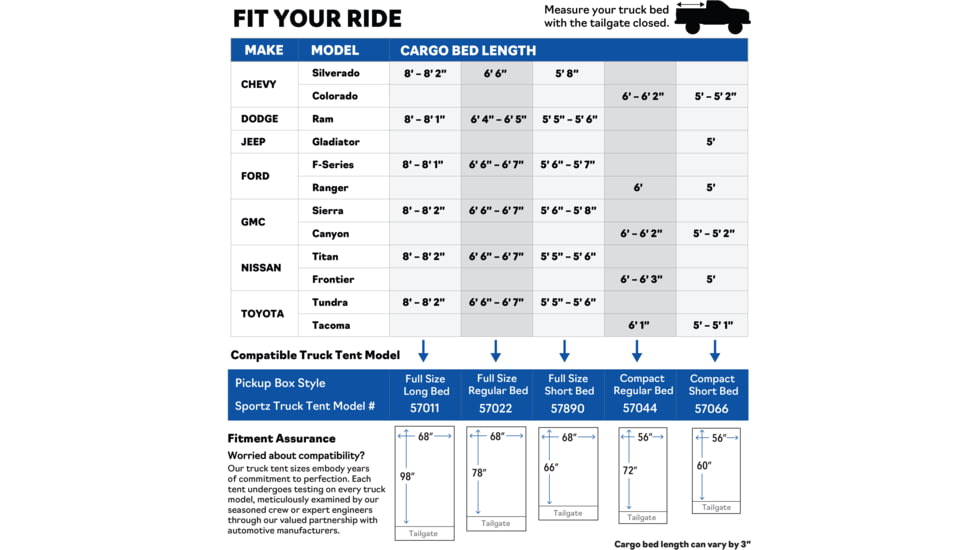 Napier Sportz Truck Tent, 57 Series, Compact Regular Bed 6-6.1 ft, Blue/Gray, 57044