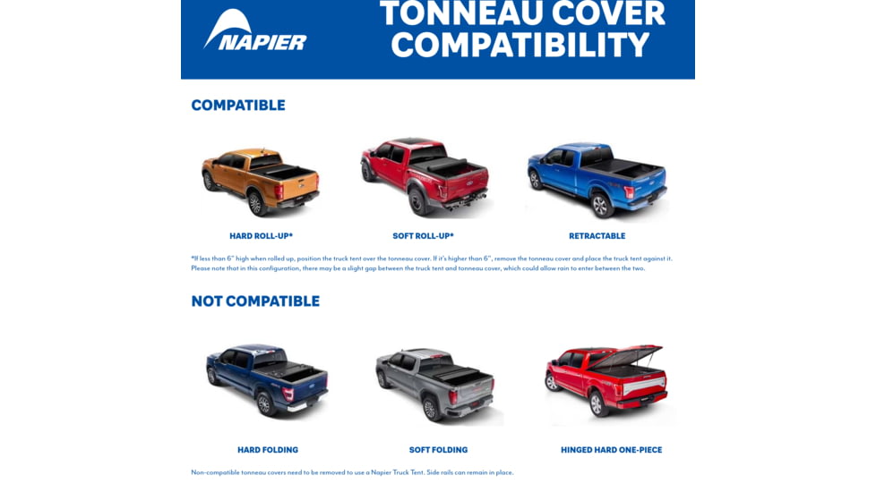 Napier Sportz Truck Tent, 57 Series, Compact Regular Bed 6-6.1 ft, Blue/Gray, 57044