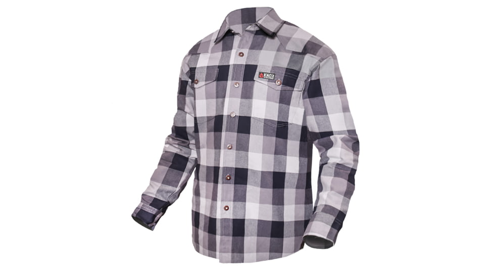 National Body Armor Knox Fr Gray Plaid Button-Down Work Shirt C521A6B0, FR-Plaid Gray-M
