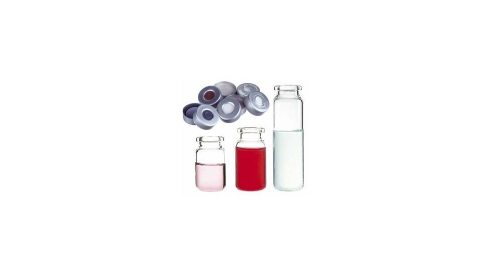 National Scientific Headspace Crimp-Top Vials, National Scientific C4020-38A Magnetic Trim Seals Red PTFE/White Silicone