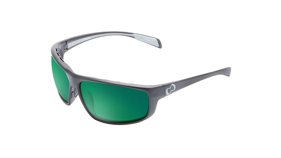 Native Eyewear Bigfork Sunglasses,Asphalt Frame,Green Reflex Lens,Polarized,161 302 529