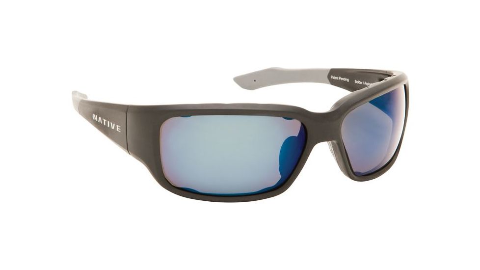 Native Eyewear Bolder Sunglasses, Asphalt Frame, Blue Reflex Gray Lens, Polarized, 138 302 519