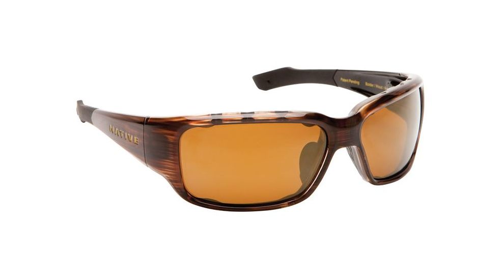 Native Eyewear Bolder Sunglasses, Wood Frame, Bronze Reflex Brown Lens, Polarized, 138 361 520