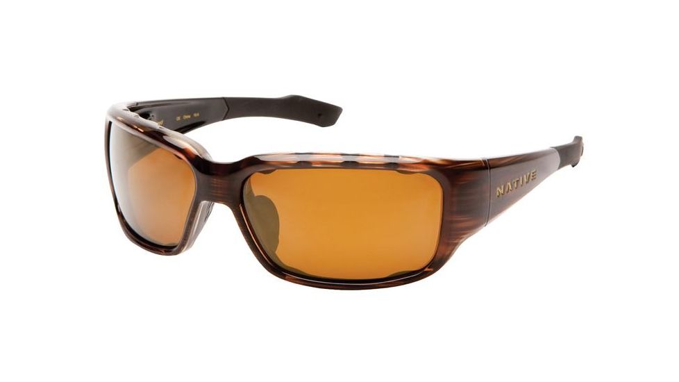 Native Eyewear Bolder Sunglasses, Wood Frame, Bronze Reflex Brown Lens, Polarized, 138 361 520