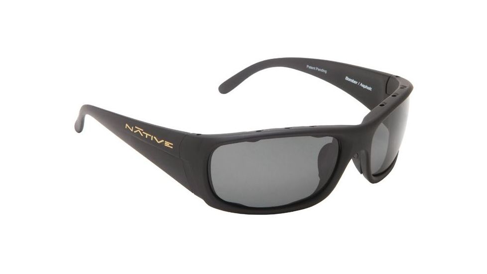 Native Eyewear Bomber Sunglasses, Asphalt Frame, Gray Lens, Polarized, 134 302 502