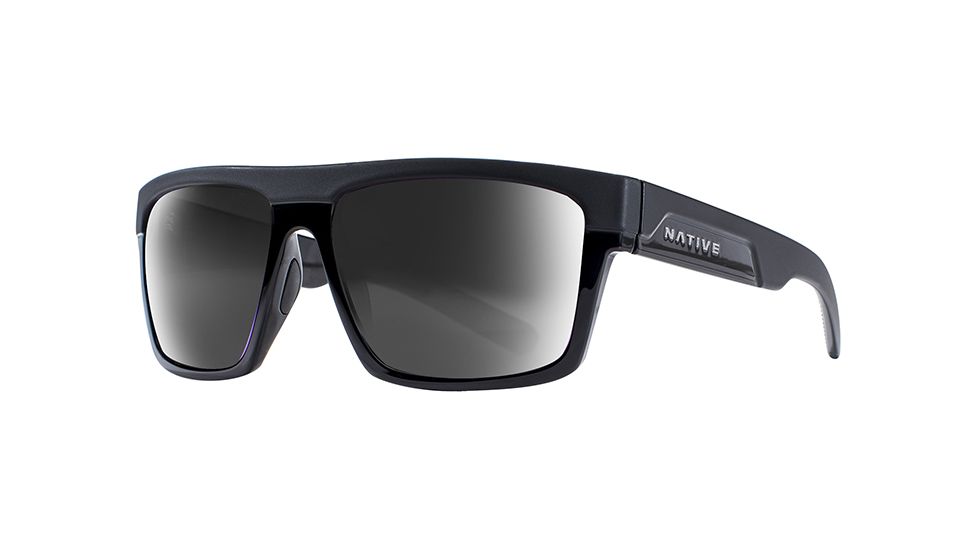 Native Eyewear El Jefe Single Vision Prescription Sunglasses, Matte Black / Gloss Black Frame, Polarized, 191 930 523SV