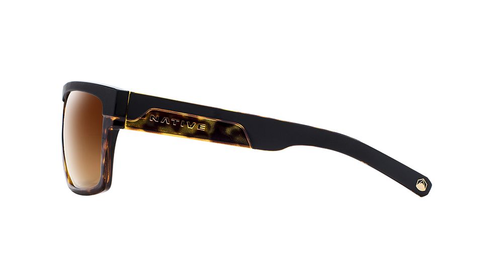 Native Eyewear El Jefe Single Vision Prescription Sunglasses, Matte Black / Maple Tortoise Frame, Polarized, 191 924 524SV
