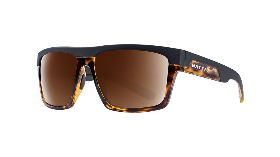 Native Eyewear El Jefe Single Vision Prescription Sunglasses, Matte Black / Maple Tortoise Frame, Polarized, 191 924 524SV