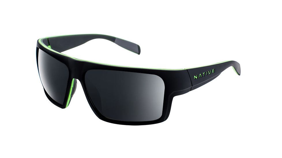 Native Eyewear Eldo, Matte Black / Lime / Dark Gray Frame, Gray Lens, 177 369 523