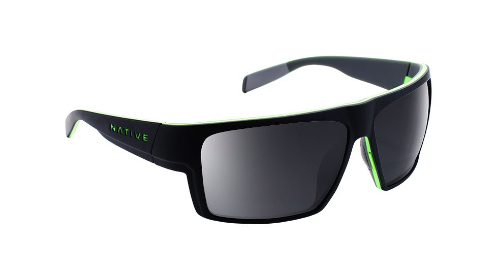 Native Eyewear Eldo, Matte Black / Lime / Dark Gray Frame, Gray Lens, 177 369 523