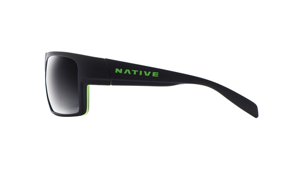Native Eyewear Eldo Bifocal Prescription Sunglasses, Matte Black / Lime / Dark Gray Frame, Polarized, 177 369 523BI