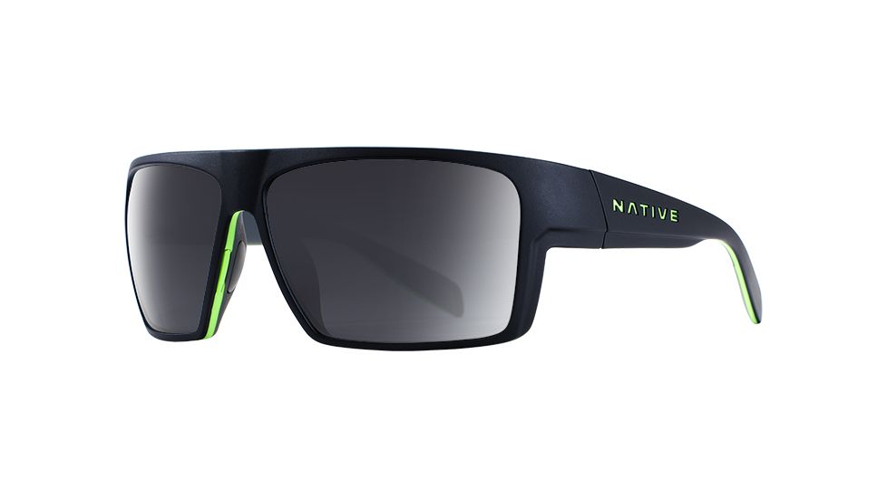 Native Eyewear Eldo Bifocal Prescription Sunglasses, Matte Black / Lime / Dark Gray Frame, Polarized, 177 369 523BI