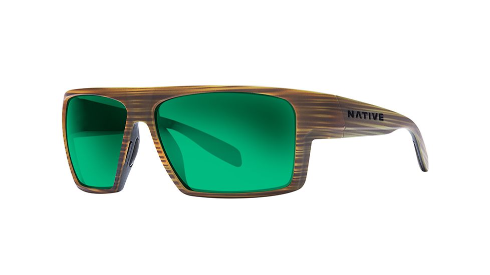 Native Eyewear Eldo Sunglasses,Wood/Black/Black Frame,Green Reflex Brown Lens,Polarized,177 903 529