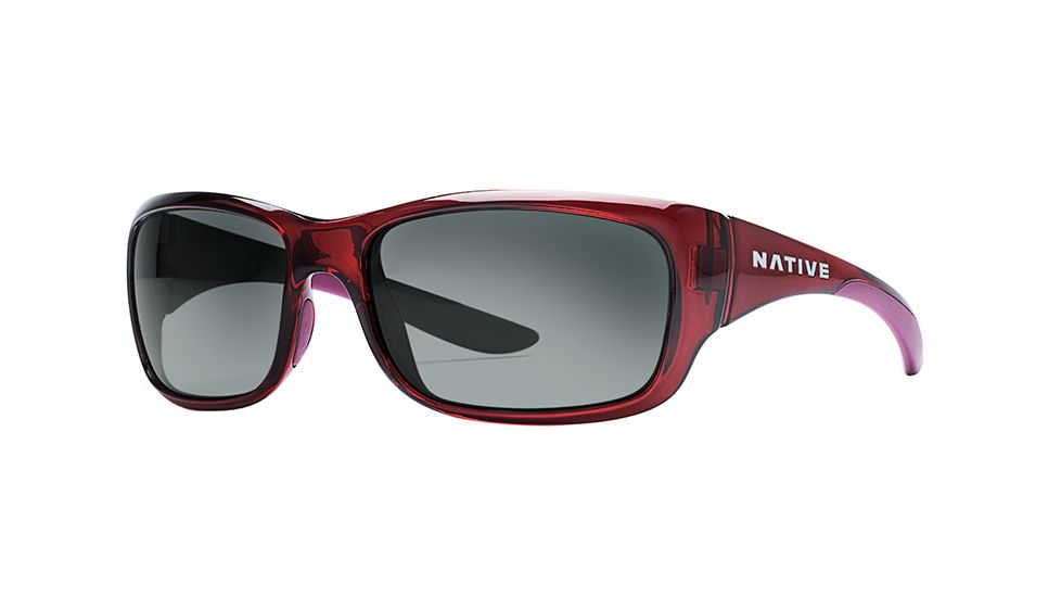 Native Eyewear Kannah Sunglasses,Crimson Frame,Gray Lens,Polarized,178 399 523