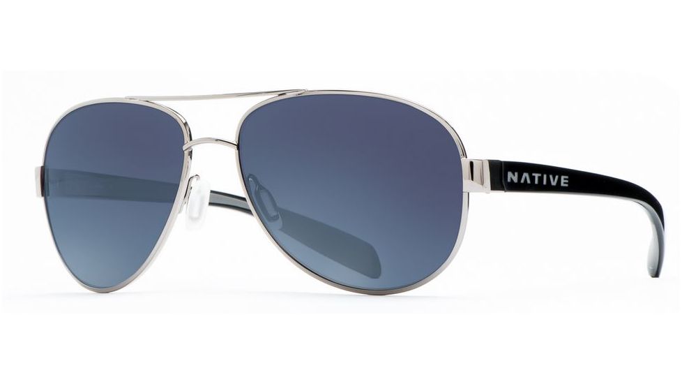 Native Eyewear Patroller Sunglasses,Chrome/Iron Frame,Blue Reflex Lens,Polarized,175 377 526