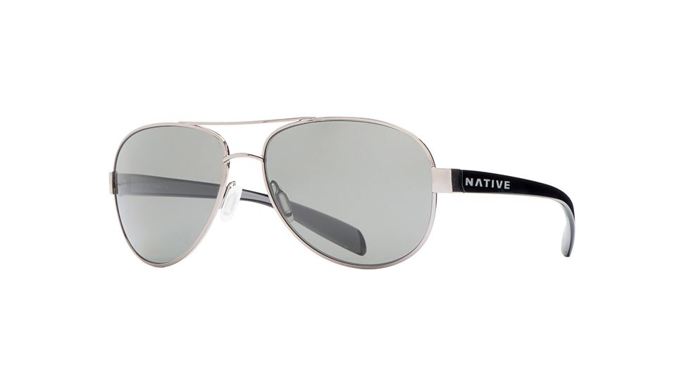Native Eyewear Patroller Sunglasses,Chrome/Iron Frame,Gray Lens,Polarized,175 377 523