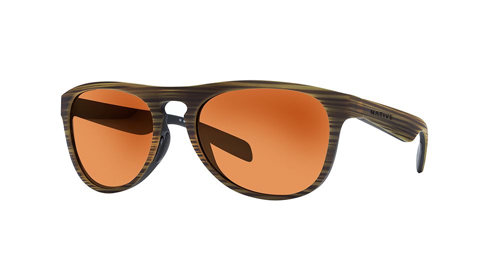 Native Eyewear Sanitas Sunglasses,Wood/Black Frame,Bronze Reflex Brown Lens,Polarized,180 903 527