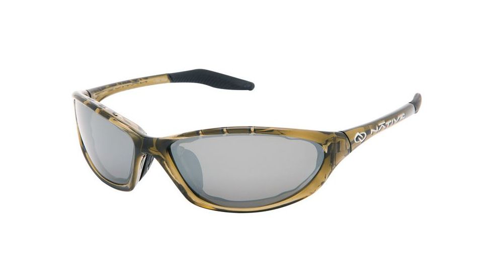 Native Eyewear Silencer Sunglasses, Moss Frame, Silver Reflex Gray Lens, Polarized, 115 356 521
