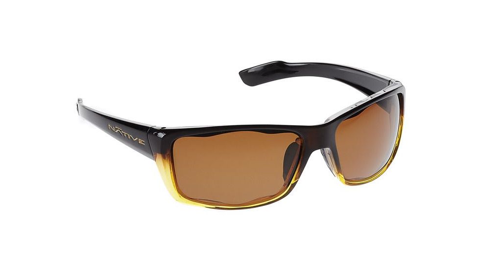 Native Eyewear Wazee Sunglasses, Stout Fade/Iron Temple Frame, Brown Lens, Polarized, 135 383 515