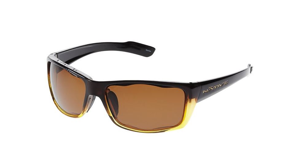 Native Eyewear Wazee Sunglasses, Stout Fade/Iron Temple Frame, Brown Lens, Polarized, 135 383 515