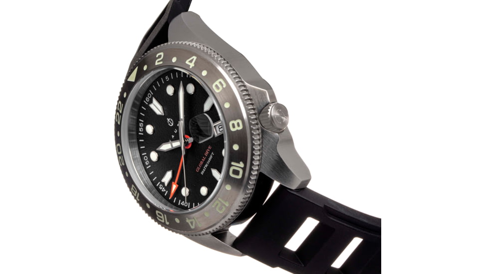 Nautis Nautis Global Dive Rubber-Strap Watch w/Date, Black, One Size, 18093R-C