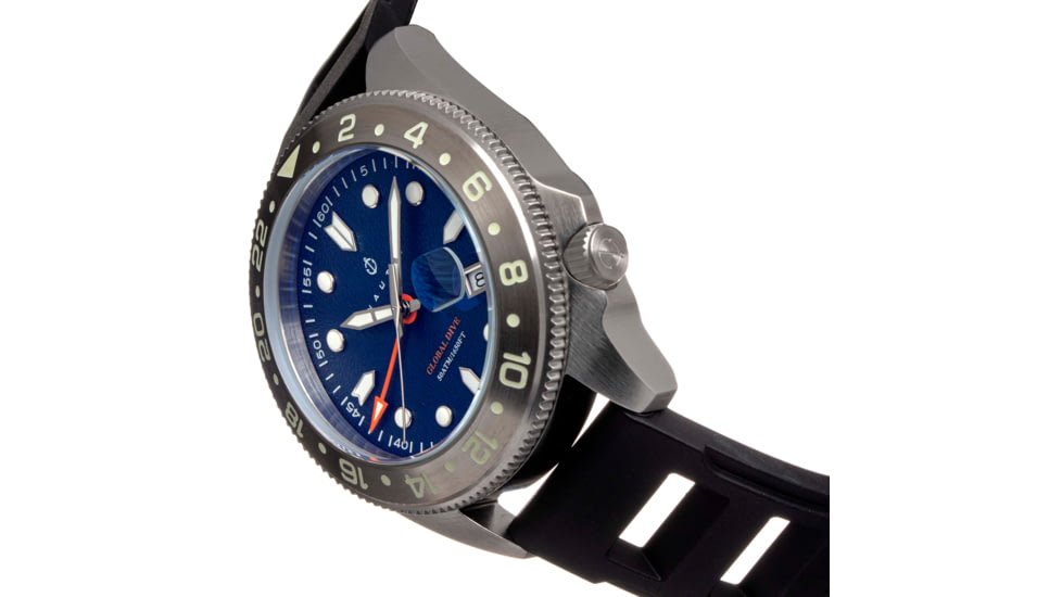 Nautis Nautis Global Dive Rubber-Strap Watch w/Date, Navy, One Size, 18093R-F