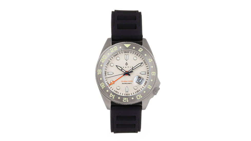 Nautis Nautis Global Dive Rubber-Strap Watch w/Date, White, One Size, 18093R-E