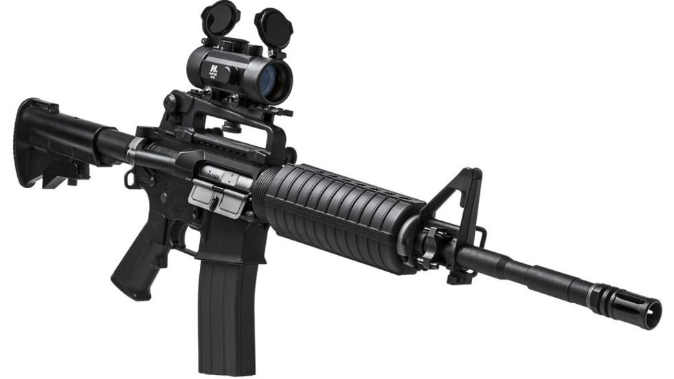 NcSTAR AR Combo/Carry Handle Adapter/Red Reflex Sight w/ Integrated Weaver Mount, Black, KARHDBB130-A