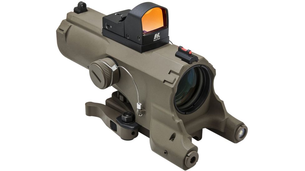 NcSTAR Eco 4X34 Prismatic Scope w/Ddab/Urban Tactical Ret/Blue Illumination/Green Laser w/White/Red Nav Lights, Tan, VECO434QRTR-A
