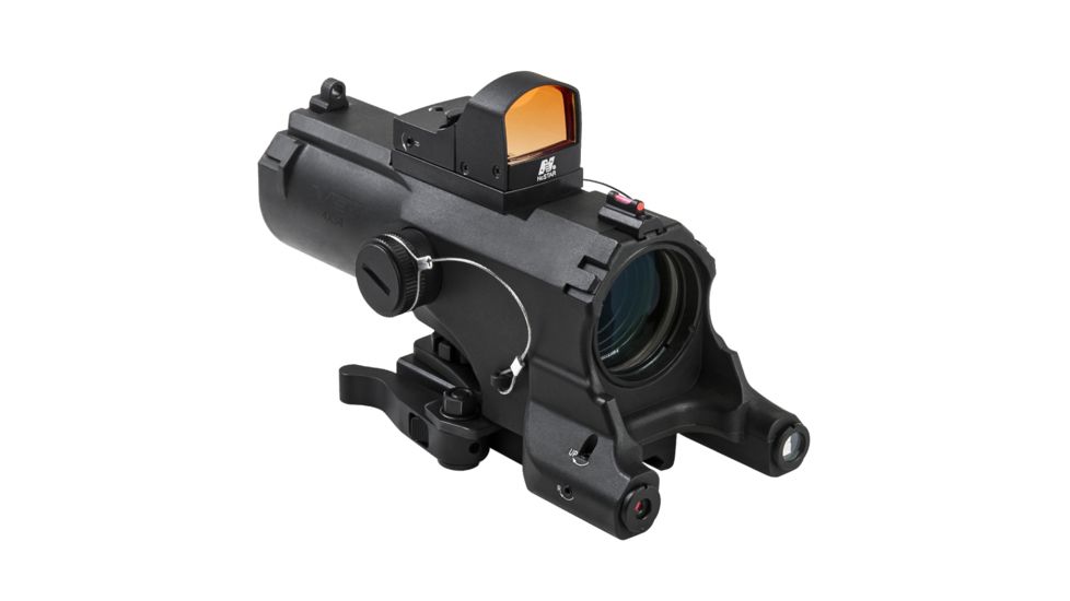 NcSTAR Eco 4X34 Prismatic Scope w/Ddab/Urban Tactical Ret/Blue Illumination/Green Laser w/White/Red Nav Lights, Black, VECO434QRBR-A