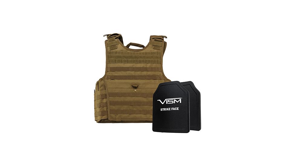 NcSTAR Expert Carrier Vest w/Two 10x12in Shooters Cut Hard PE Ballistic Panels, Tan, 2XL BPCVPCVXL2963T-A